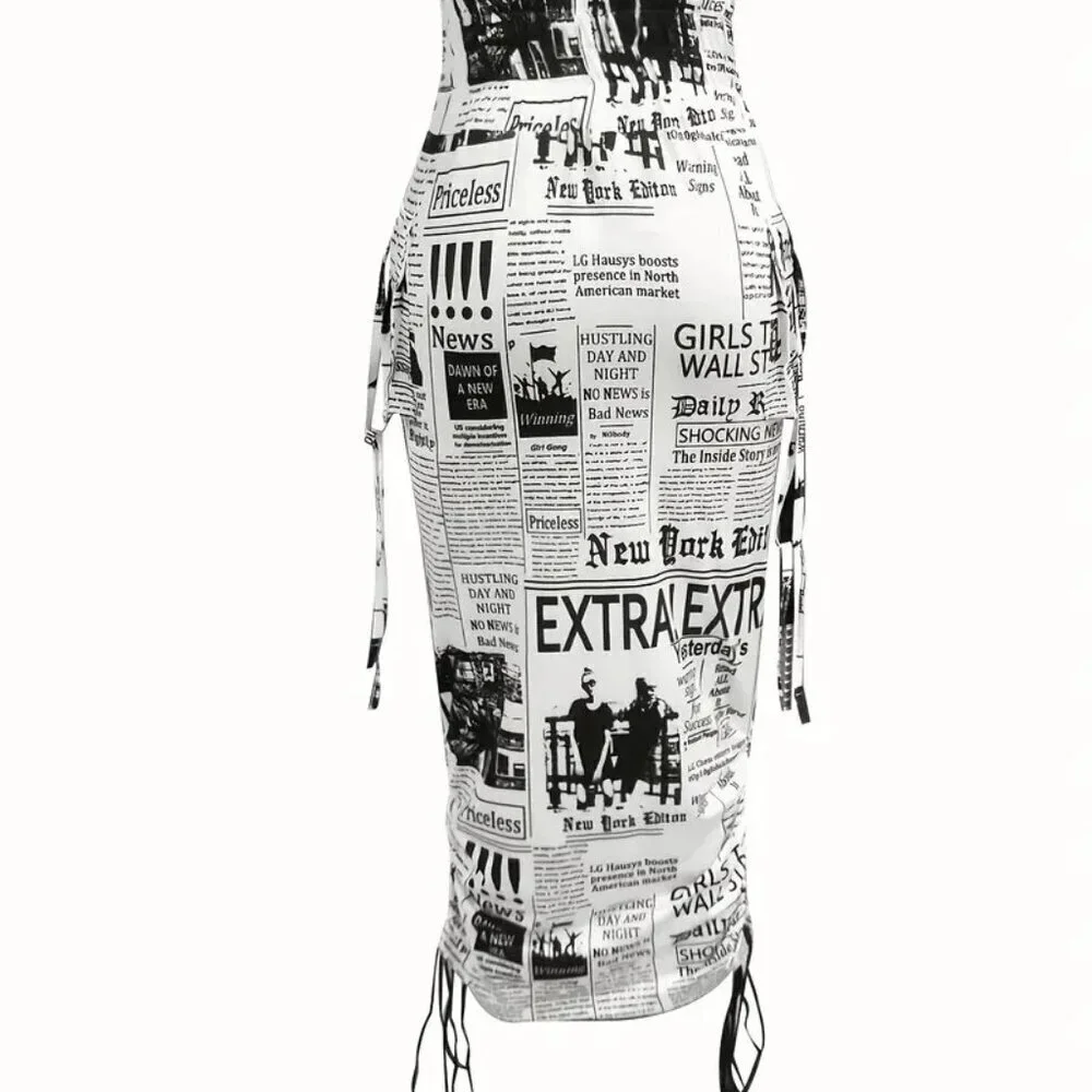 Drawstring Midi Print Skirt - Picture 2 of 3